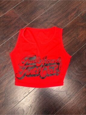 Red Graphic Crop Tank